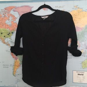 Semi sheer black small blouse Old Navy button up